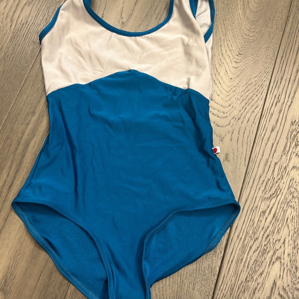 Yumiko Teal Blue and Ivory Leotard - Women’s size Small